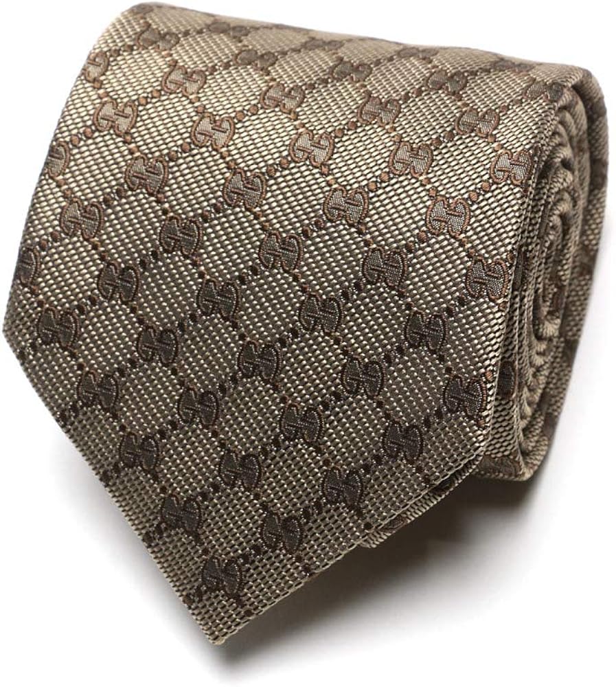 Amazon | [グッチ] シルク100％ GGパターン ネクタイ BROWN
