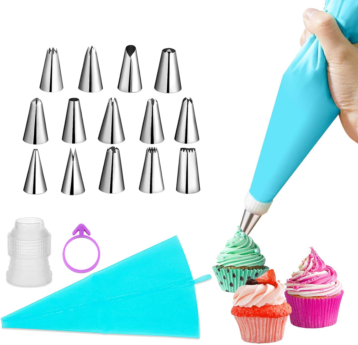 Suuker Piping Bags and Tips Set, Cake Decorating Kit with