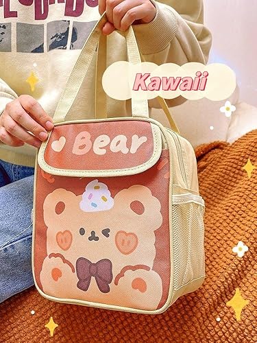 Miniatura 2 de irLocy Lindas bolsas de almuerzo para mujer, lindas loncheras kawaii, pequeña bolsa de almuerzo Kawaii cosas kawaii accesorios suministros (cachorro