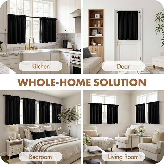 MIULEE Halloween Black Short Blackout Curtains 40x36 Long 2 Panels