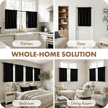 MIULEE Halloween Black Short Blackout Curtains 40x36 Long 2 Panels