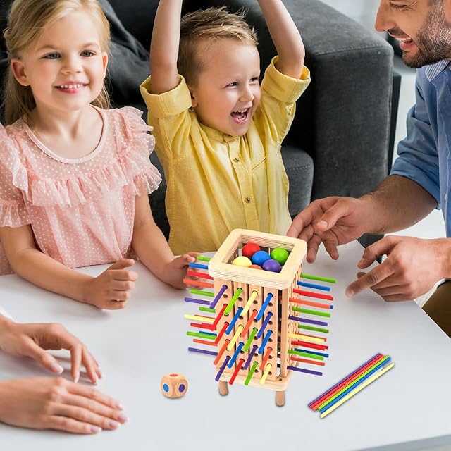 Foto 2 de 2 de Juego de Tablero Montessori, con 42 Palitos Coloridos y Dados, Montessori Juguetes, Juego de Torre de Madera