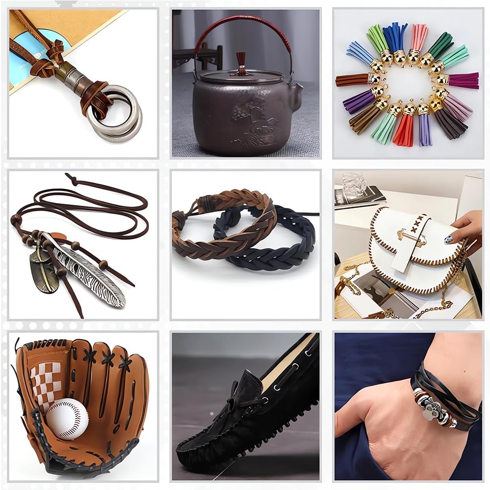 Brillenkoord lederen koord met Viking ring zilver