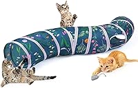Vista 17 de Glittme Túnel para gatos, túneles para gatos de interior, cueva de gatos en forma de S con juguetes para gatos, tubos plegables para gatos y túneles