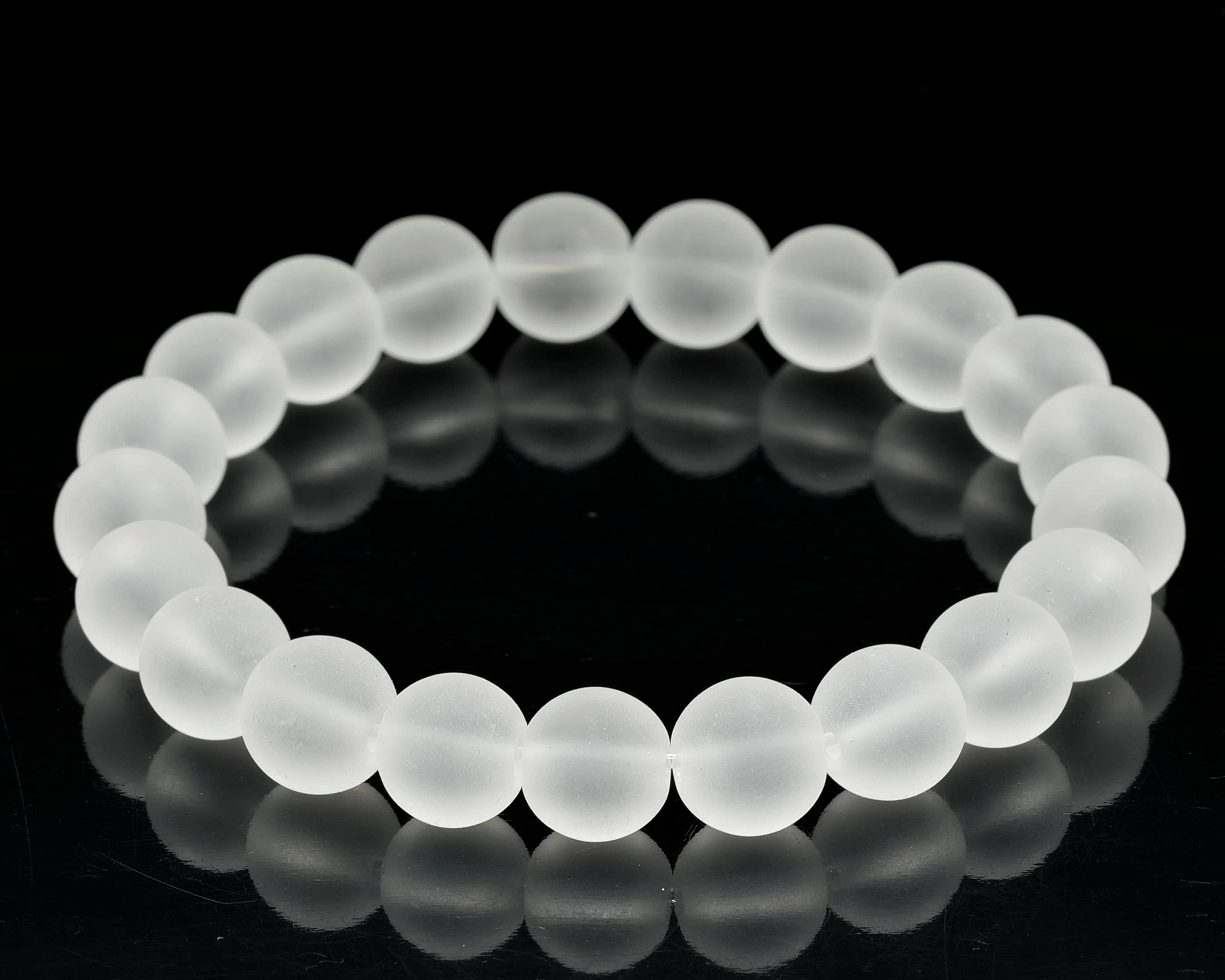 Dehnbares Armband aus natürlichen matten Quarzperlen, echter weißer Kristall, Steinbock, Edelstein elastisch, 8 mm Perlen, Modeschmuck, Heilung