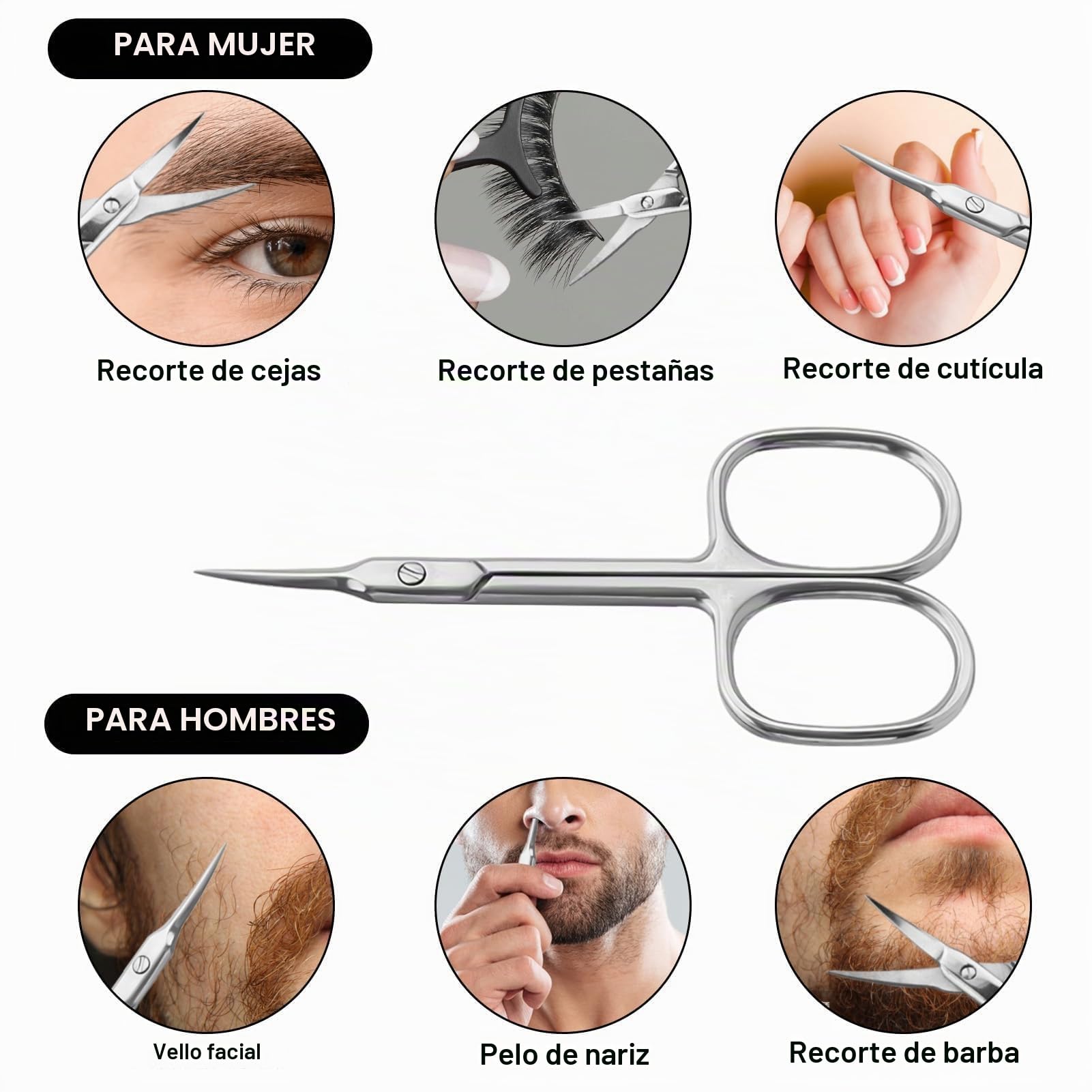 Tijeras Cuticulas Profesionales, Tijeras Cortar Uñas Belleza Curva Extra Afiladas Punta Fina Cortacuticulas Acero Inoxidable para Cejas Uñas Vello Facial Bigote Nariz Piel Muerta Pestañas Manicura