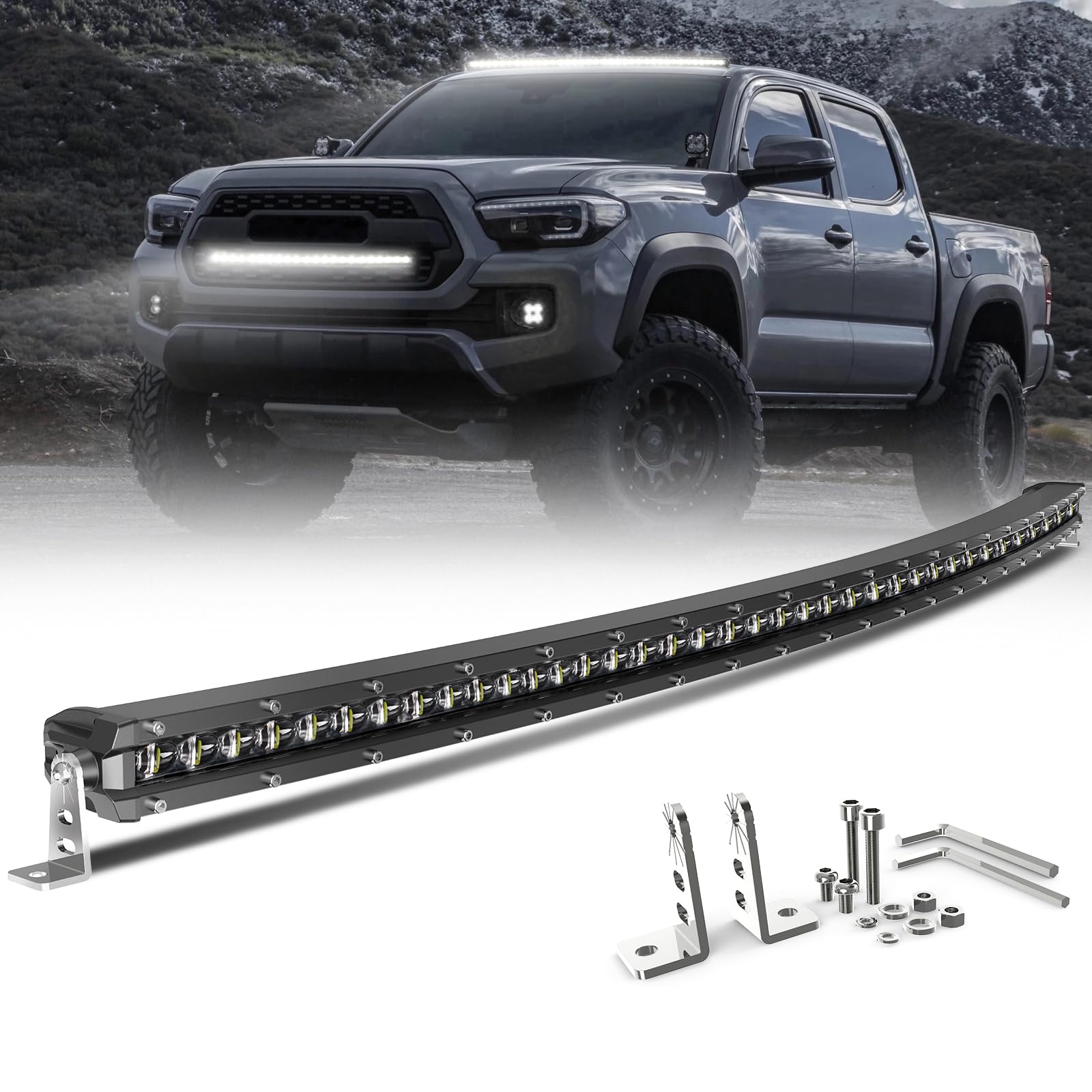 Photo 1 of CO LIGHT Led Light Bar Curved 44 Inch Single Row Lightbar Automotive Spot Flood Combo Beam 12v Driving Fog Lamp Roof Bumper Off Road Trucks ATV Utv Boat, 2 Years Warranty 44INCH