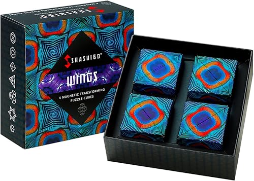 Shashibo - Paquete de 4 cubos que cambian de forma, juego para aliviar la ansiedad, con 36 imanes de tierras raras, premiado y patentado,