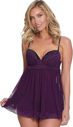 Amazon.com: Dreamgirl Babydoll de encaje y malla coqueta para mujer con  tanga a juego : Ropa, Zapatos y Joyería