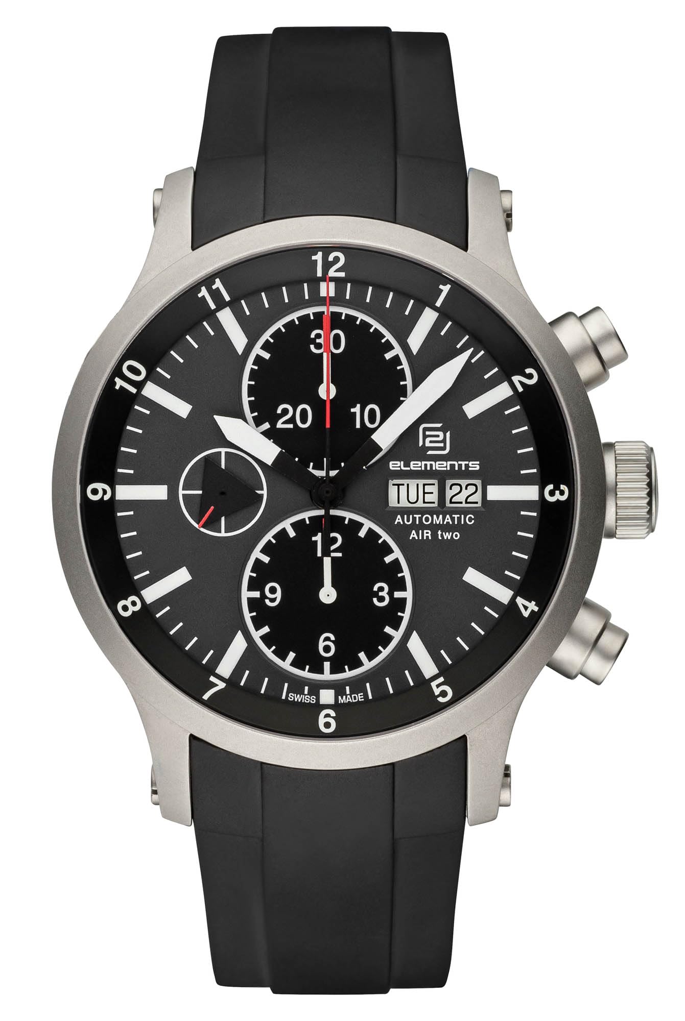 2 elements AIR Swiss Made ETA 7750 Herren Automatik Chronograph 200m WR Saphirglas