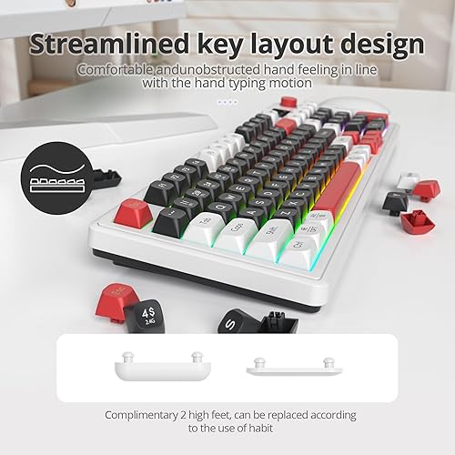 Miniatura 3 de Teclado 96% inalámbrico con teclado numérico y perilla, 3 modos con cableBluetooth 5.02.4G, 98 teclas, tapas de bola ABS, RGB silencioso, membrana