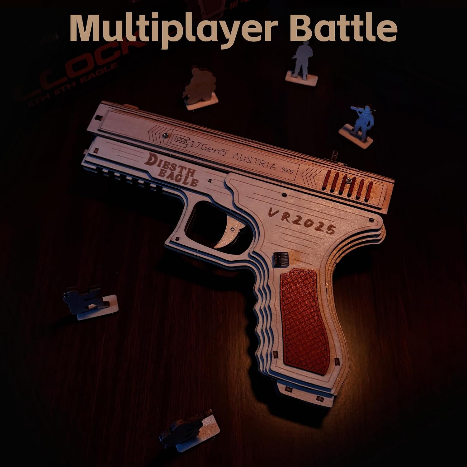 3D Wooden Gun Puzzle, Rubber Band Gun Model DIY Building Toys Mechanical Model - Multi-Player Game with Rubber Bands, Crafts for Adults (Classic-Pistol)