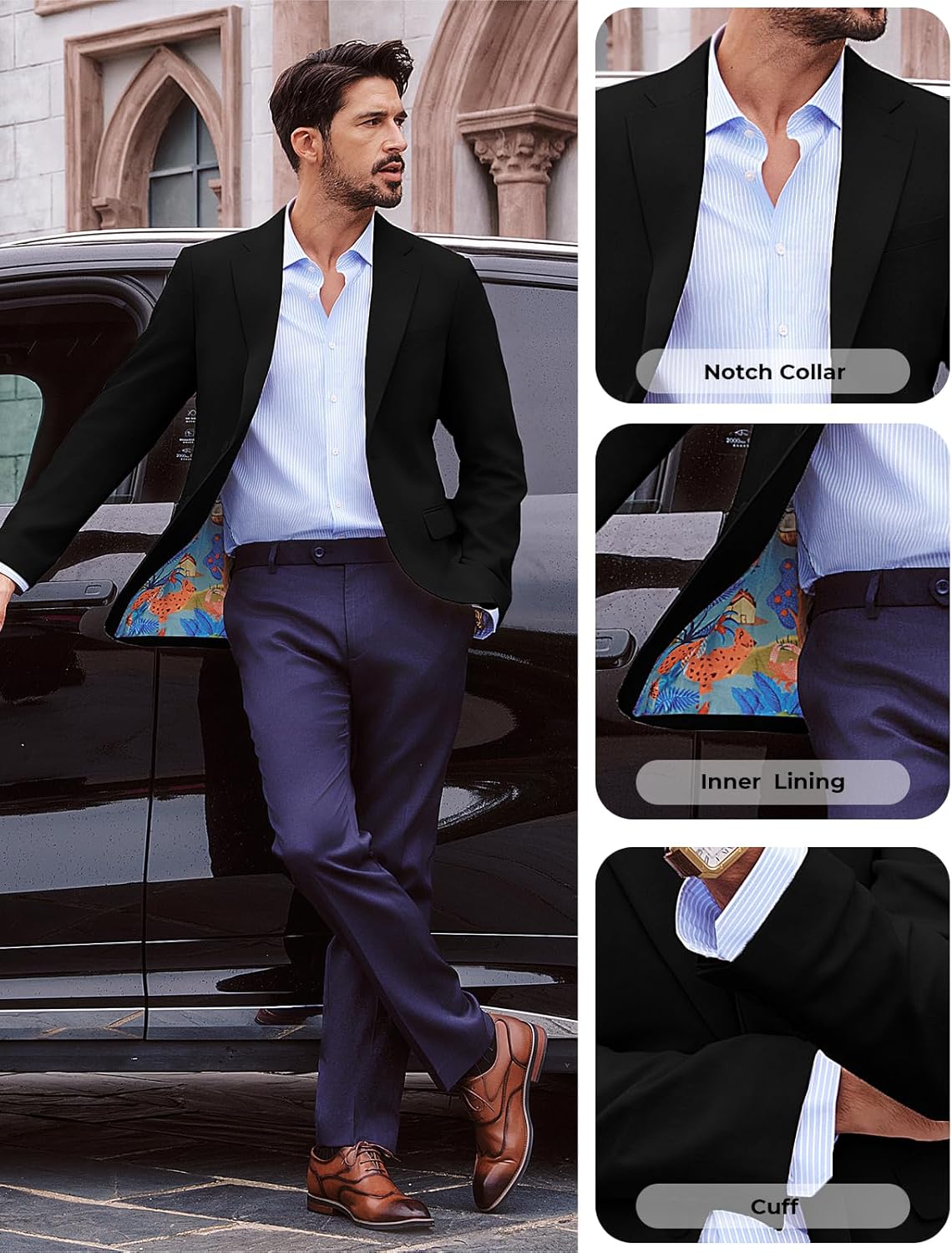 PJ PAUL JONES Men's Blazer Casual Sport Coat Two-Button Suit Jackets Lightweight Sport Coats Blazer
