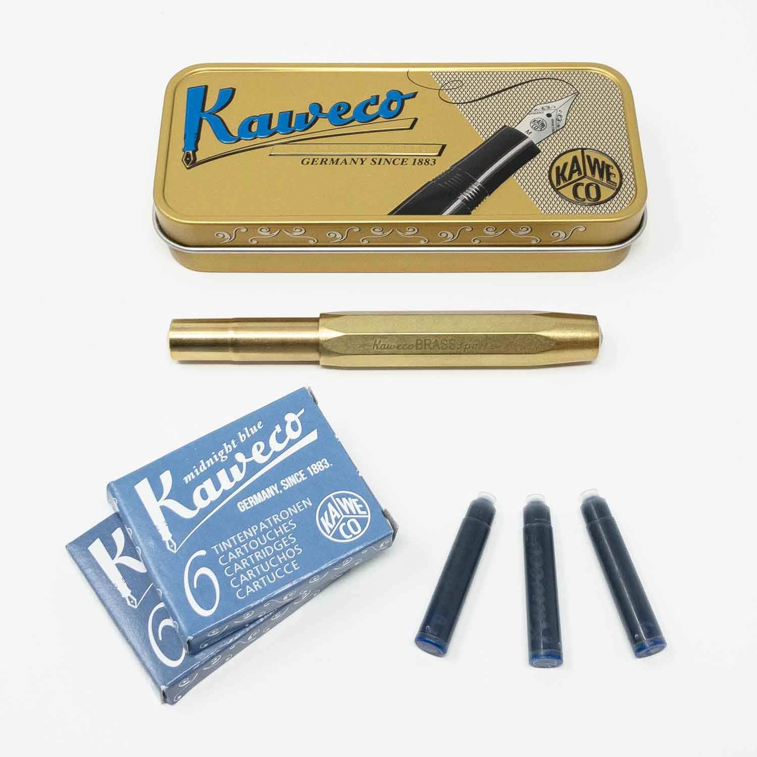 Kaweco Sport Fountain Pen Brass Nib Size M Set with 12 Original Kaweco
