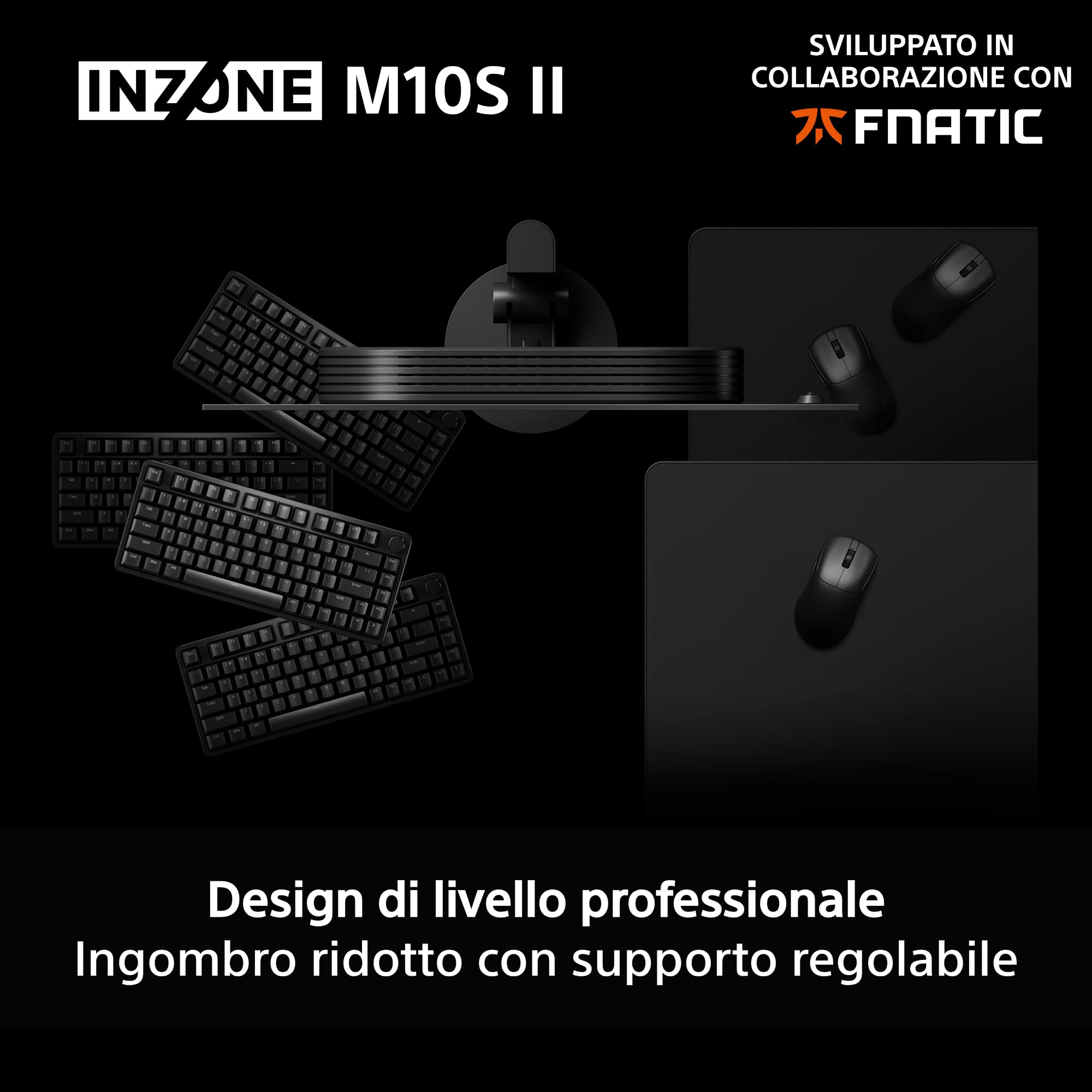 Sony INZONE M10S II Monitor Gaming OLED QHD da 27": 1440p, 540 Hz, 0,02 ms GtG, DCI-P3 99,5%, G-Sync, VRR, sviluppato con Fnatic, 1500 nit, DisplayPort 2.1-2 x HDMI 2.1 - PC, PlayStation 5