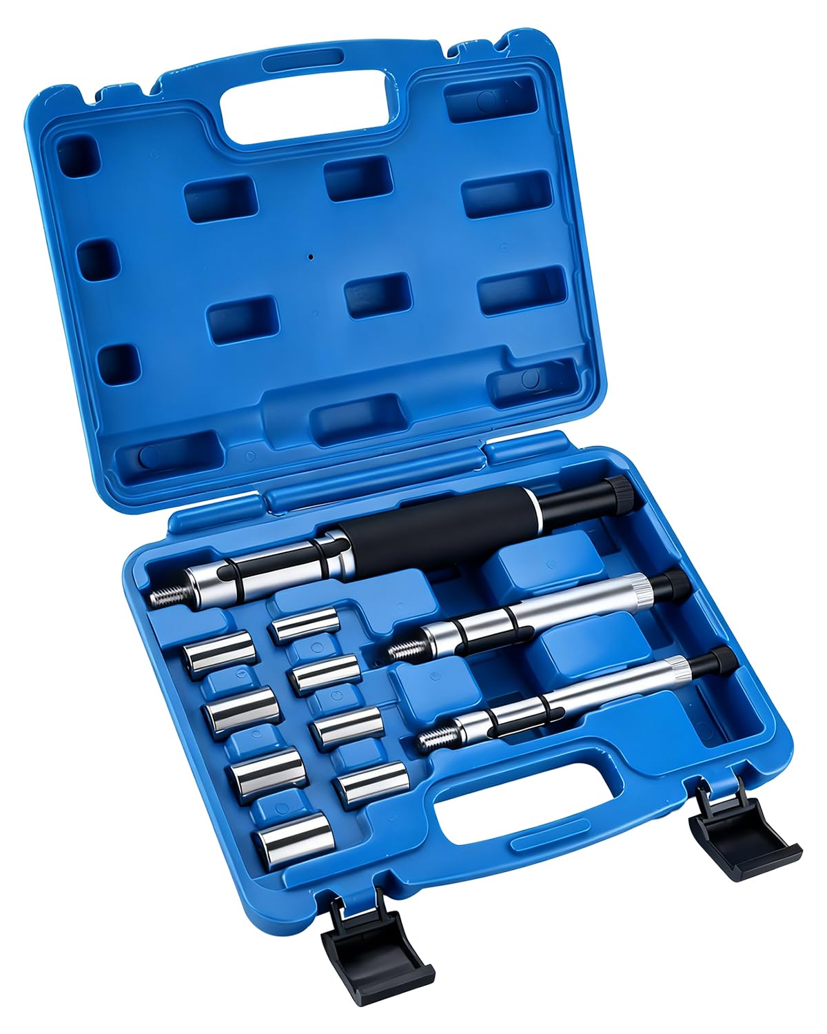 FreeTec 11-tlg Kupplungszentrierwerkzeug Set | Zentrierwerkzeug für Kupplungsscheiben 12–20 mm | Zentrierdorn mit 3 verstellbaren Spindeln | Universal Kupplung Zentrierwerkzeug für PKW & Nutzfahrzeuge