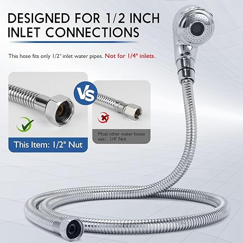 Miniatura 7 de Kit de rociador de manguera de tazón de champú, manguera de champú de tuerca de 1/2 pulgada para fijar la tubería de agua, para fregadero de salón y