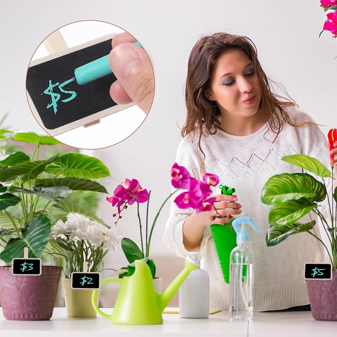Pinzas de Pizarra Mini Reutilizables con Tiza, Tablero de Etiquetas para Bodas - Pequeñas Pizarras para Escribir