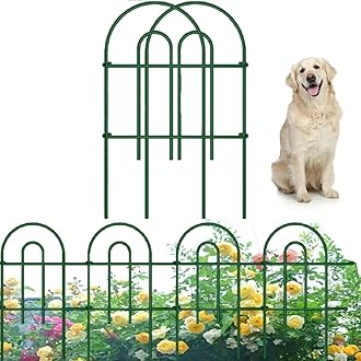 - AMAGABELI 25 Panels 24in(H)×35ft(L) Decorative Garden Fence No Dig Rustproof Metal Pre-Linking Fence Panels Garden Edging Border Animal Barrier Fencing for Flower Beds Yard Patio Outdoor Decor Green