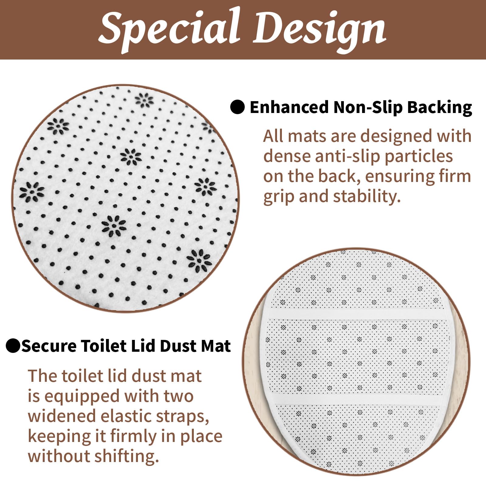 peacoblue Ensemble de Tapis de Bain 3 Pièces Style Colibri avec Fleurs, Tapis de Salle de Bain Antidérapant et Lavable, Tapis de Sol avec Housse de Couvercle de WC pour Toilettes