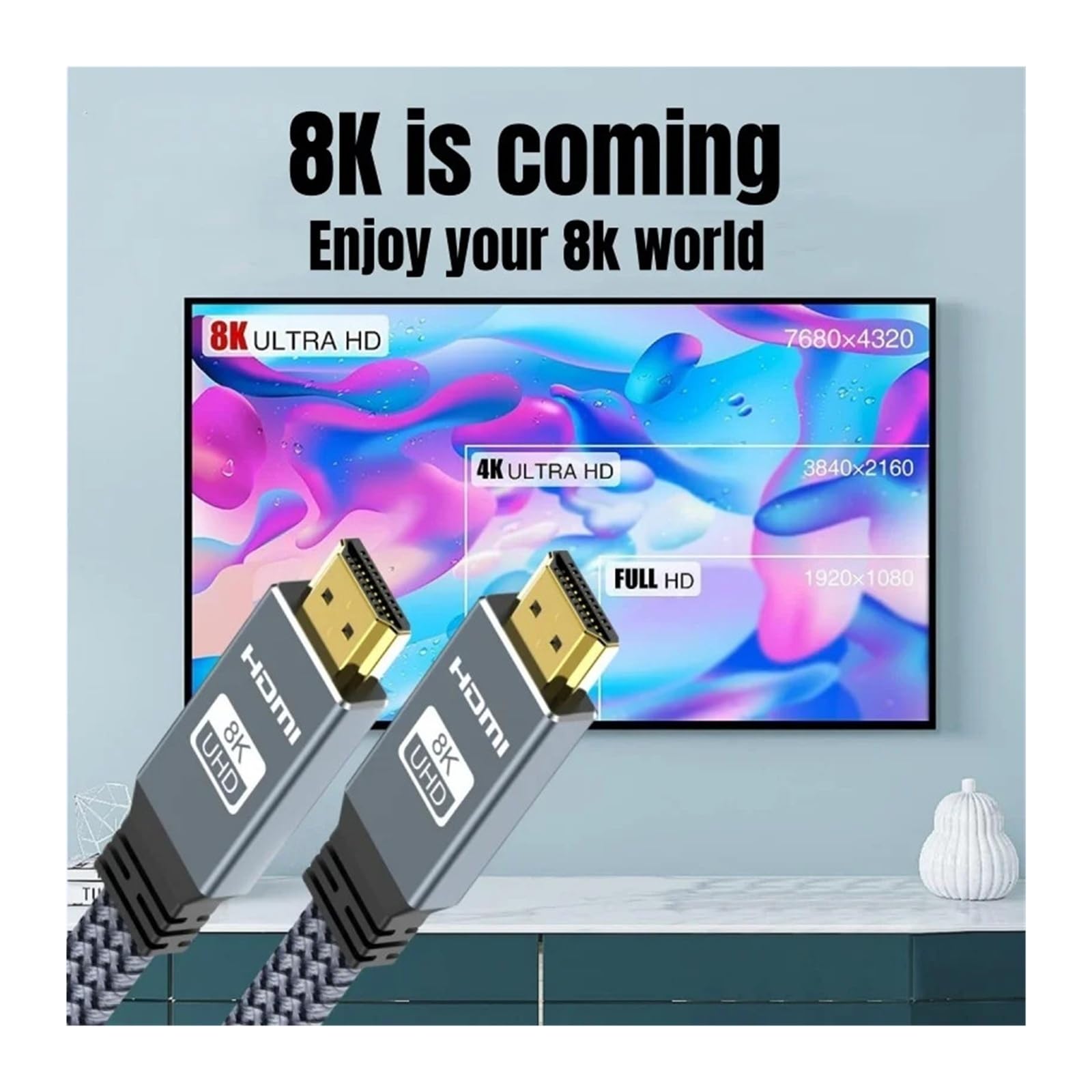 Cavo Piatto HDMI 2.1 (8K@60Hz/4K@120Hz/144Hz, 48Gbps, EARC, HDCP, HDR) - Compatibile Con MIZIQIER, Funziona Con HDTV/laptop/proiettore/PS5(6.6FT-2M-78.7inch)