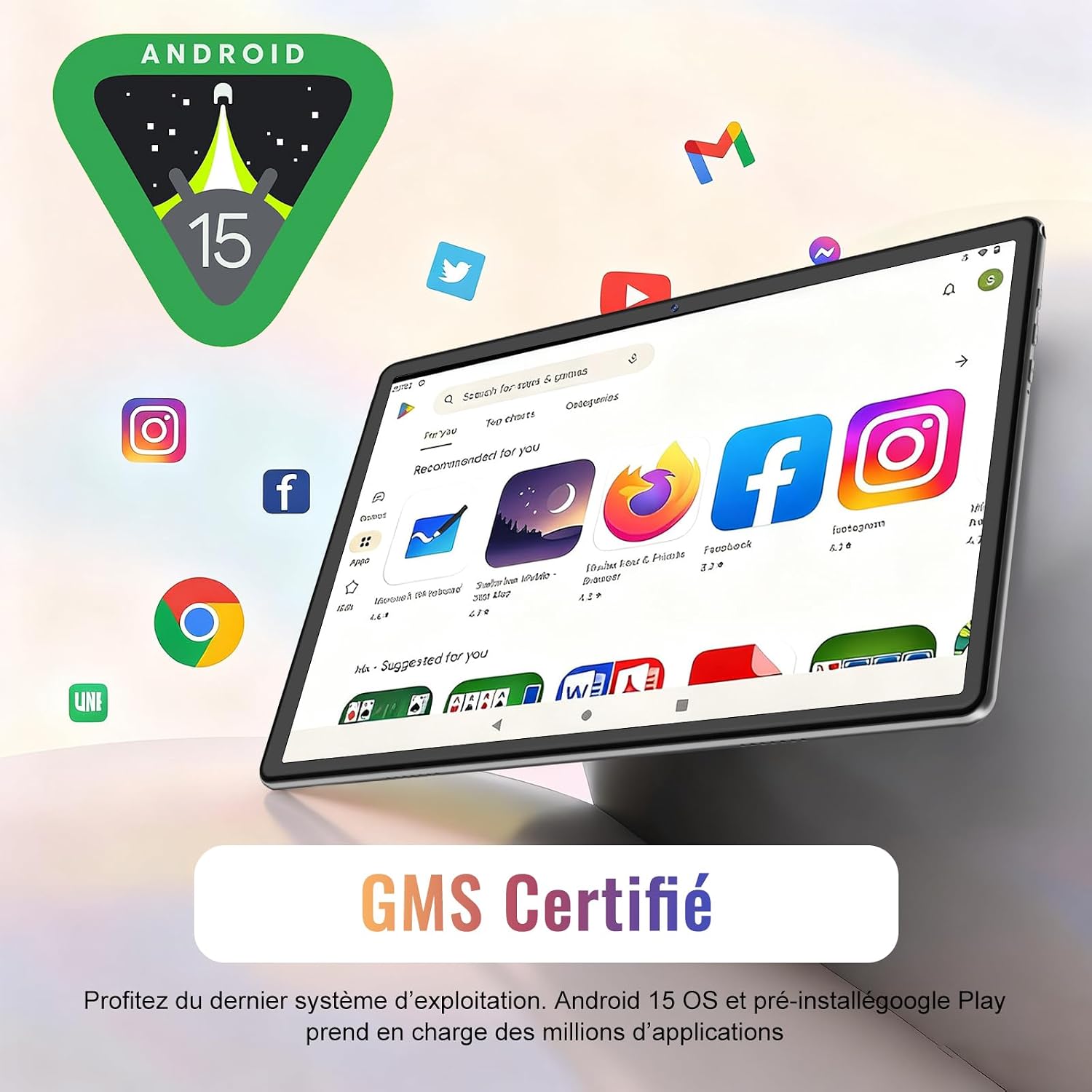 Tablets 10 pulgadas Tablet Android 15 con 20 GB RAM + 128 GB ROM(TF/1TB), Octa-Core, 5G WiFi 6, Widevine L1, GMS, 5MP+8MP, 1280 x 800, Bluetooth 5.0, Tablet táctil con teclado+ratón y caso-(silver) 4