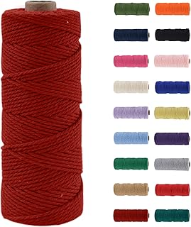 2mm Hilo de Macramé 100% Algodón,100m Rojo Vino Cuerda para Manualidades,19 Colores Más,Cordón para DIY,Decoración y Regalos