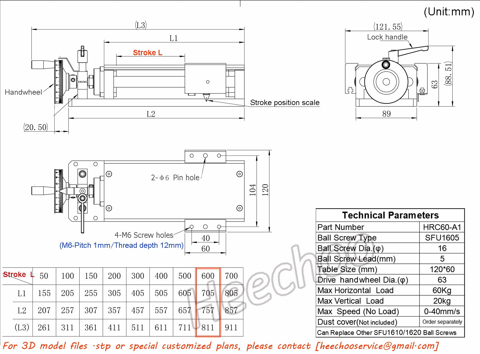 Attuatore per tavola lineare con Slitta Manuale CNC aggiornato, Vite a Sfere da 600 mm, Guida lineare con ASSE Ottico 1605 C7 con Righello per Controller Router CNC, tavola ASSE Y