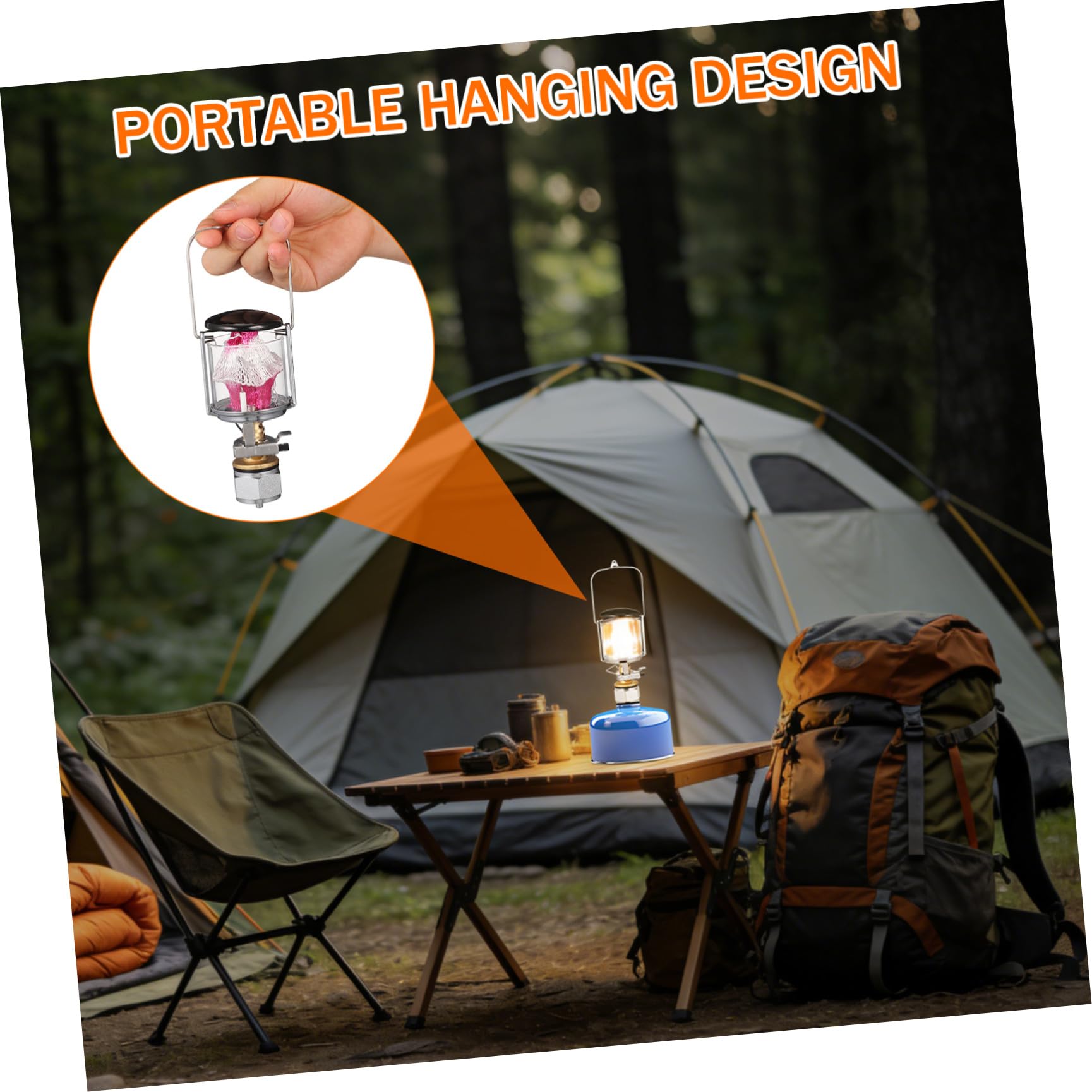 Tofficu Linterna de Gas para Iluminar Tiendas para Camping al Aire Libre con Iluminación de Propano, Cuerpo de Cobre y Nylon, Herramienta Portátil en Acampada