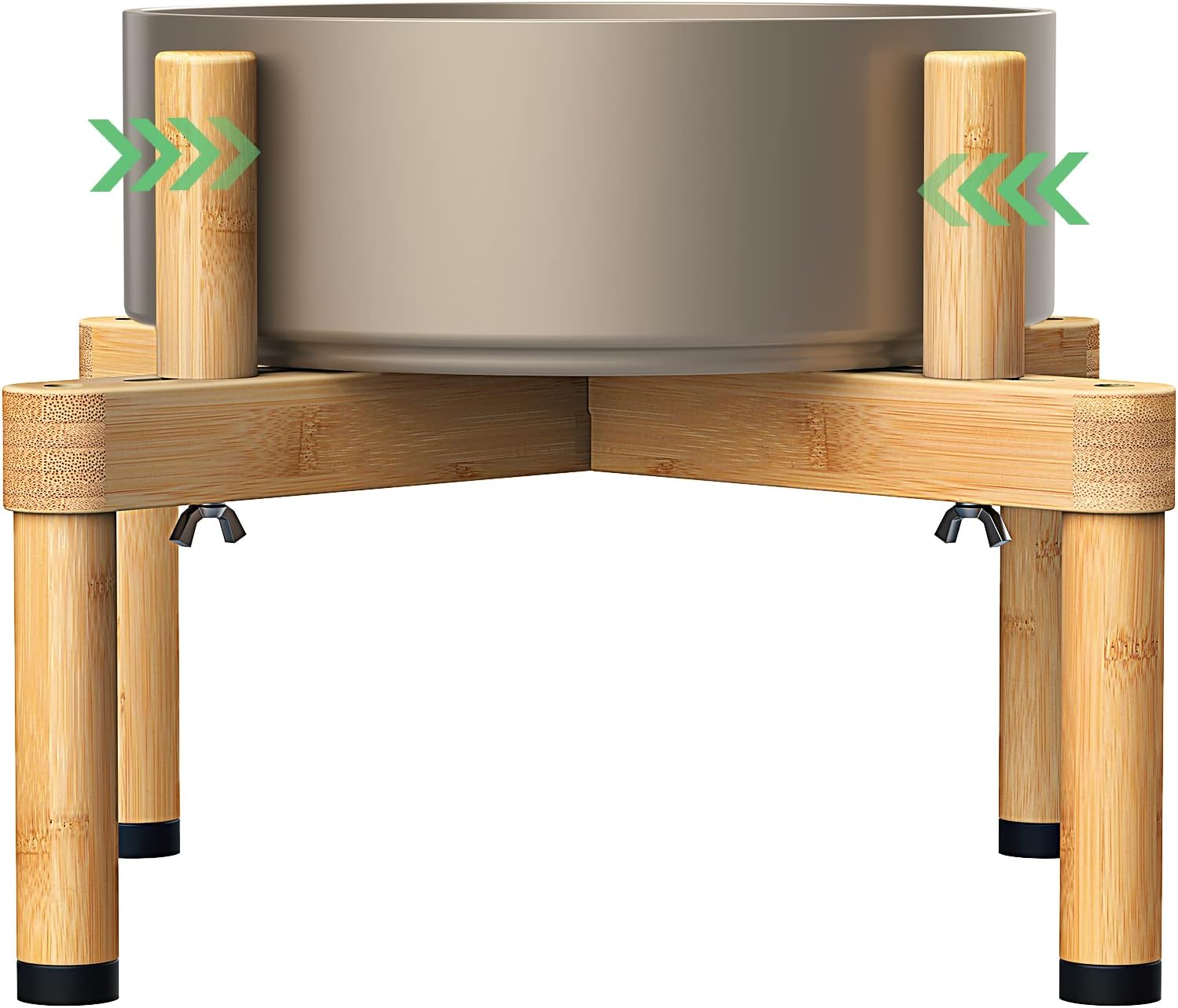 Vantic Dog Bowl Stand, Adjustable Elevated Dog Food Water Feeder Stand for 6.5-11" Wide Bowls, Durable Bamboo Single Raised Dog Bowl…
