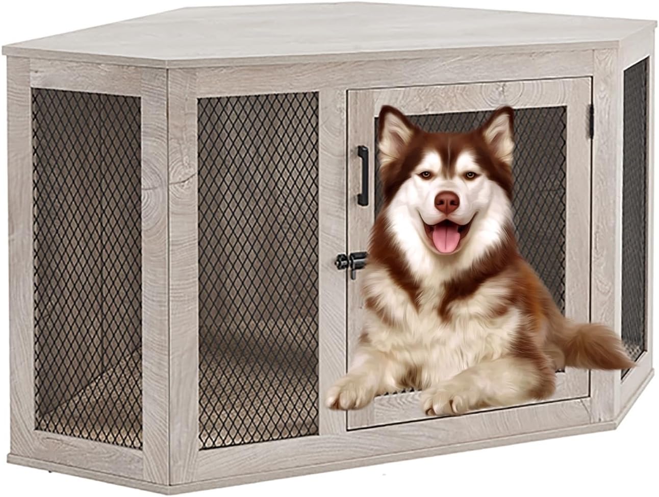 Heavy Duty Dog Crate Table Indoor TV Stand Corner Dog Crate Furniture End Table with Lockable Door Dog Furniture Crate End Table with Storage for Small Medium Large Dogs up to 100 lbs. ( Color : Walnu