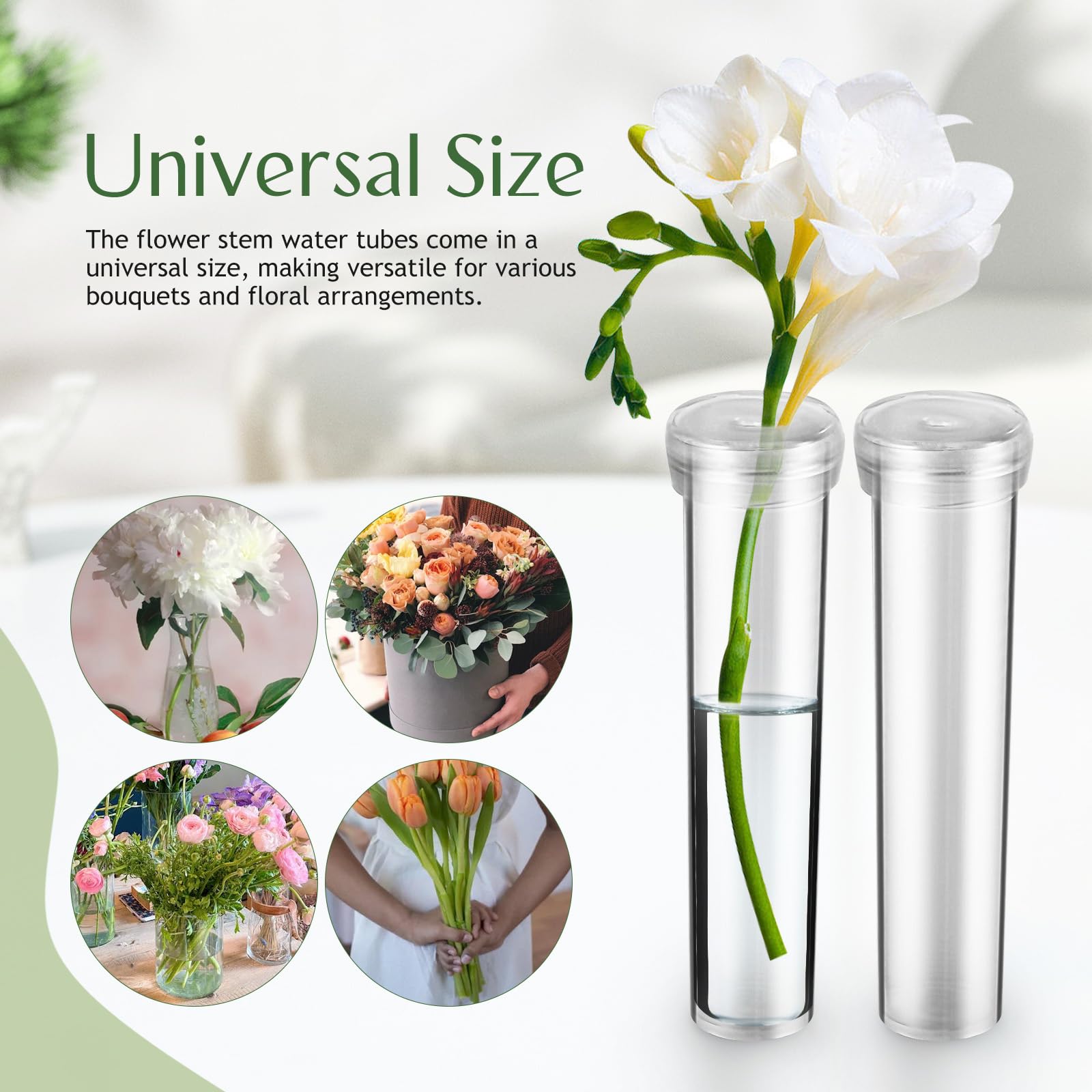 Flower Stem Water Tubes 100 Pcs Floral Water Tubes - 6 Inch Green ...