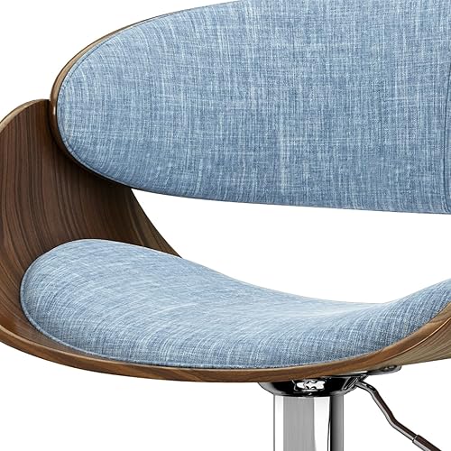 Miniatura 63 de SIMPLIHOME Lowell Taburete de bar giratorio ajustable, silla tapizada de metal de 33 pulgadas de altura del asiento en tela de aspecto de lino gris