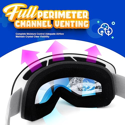 Miniatura 5 de EasYoung Gafas de esquí para niños, gafas de snowboard para niños y niñas de 3 a 14 años, gafas de snowboard para niños