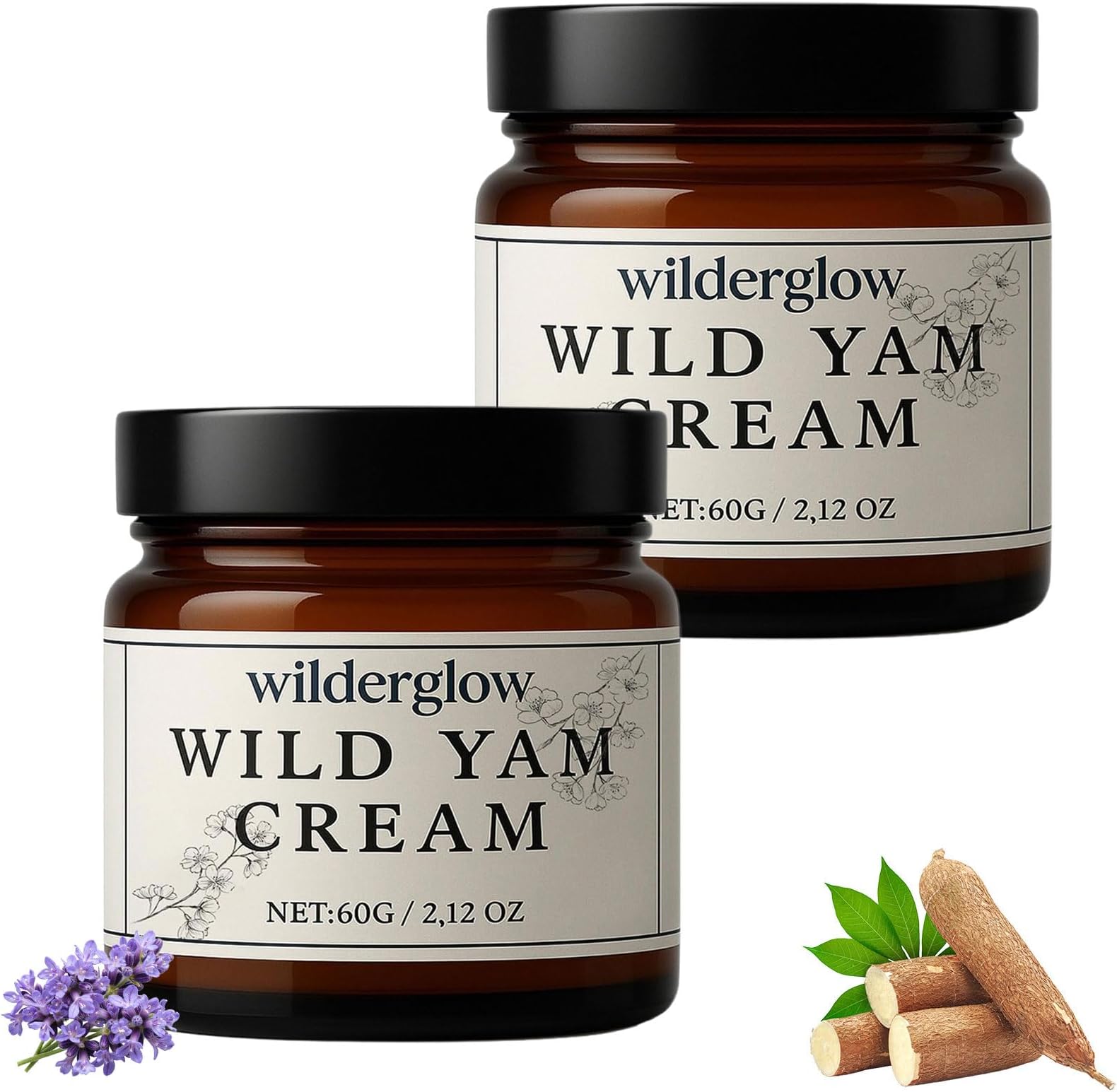 Wilderglow Wild Yam Cream for Hormonal Balance - Support for Menopause, Natural Body Cream with Wild Yam, Lavender & Coconut Oil for Women (2)