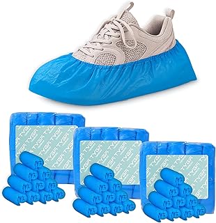 TYGA - Cubrezapatos impermeables en relieve, protectores antideslizantes para botas y zapatos para suelos, alfombras, limpieza, uso en interiores y exteriores, paquete de 300, color azul