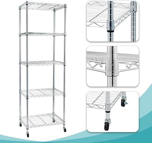 Miniatura 79 de BELANITAS Estantería de alambre de 4 niveles, estante de almacenamiento de acero, estante de almacenamiento de metal ajustable, estantes