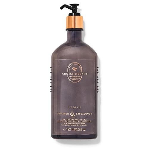 Bath and Body Works Loción corporal de aromaterapia canela y sándalo con aceites esenciales naturales, 6.5 onzas líquidas (canela y sándalo)