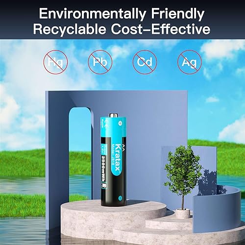 Miniatura 7 de Kratax Baterías recargables de litio AA de 1.5 V, paquete de 12 baterías de iones de litio de alta capacidad de 3500 mWh, 1600 ciclos, larga