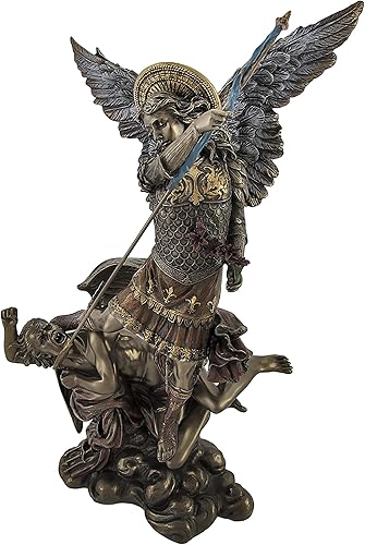 Miniatura 2 de Veronese Design Estatua de bronce de San Miguel Matando a Lucifer con acentos de colores
