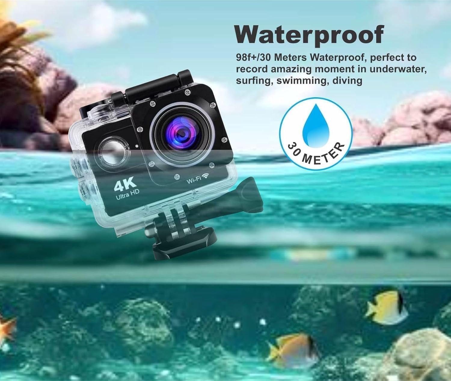 VYNEX 4K Waterproof Action Camera | Ultra HD WiFi Sports Camcorder with 170° Wide Angle | Outdoor, Underwater & Travel Adventure Recorder 3