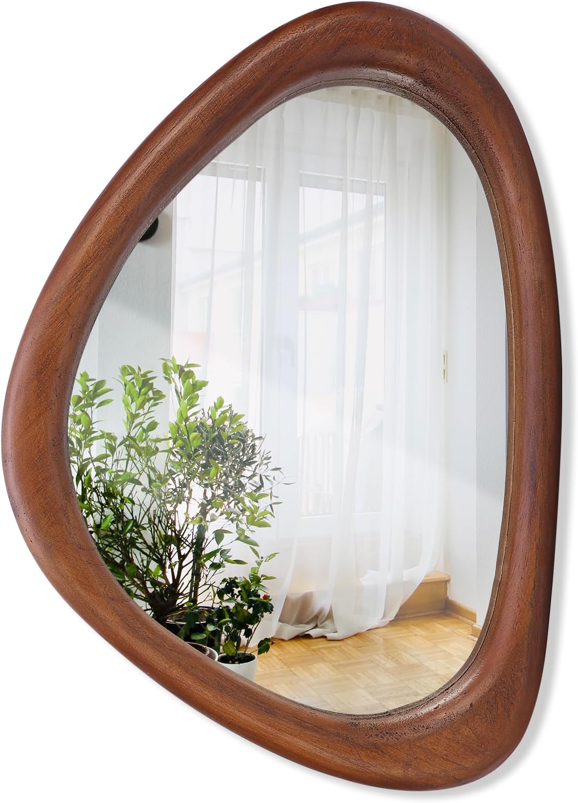 MidCentury Asymmetrical Wood Wall Mirror (Wood) Home