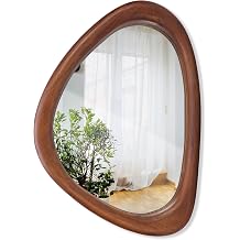 Irregular Wall Mirror, 15" x 10" Asymmetrical Wood Mirror, Small Wall