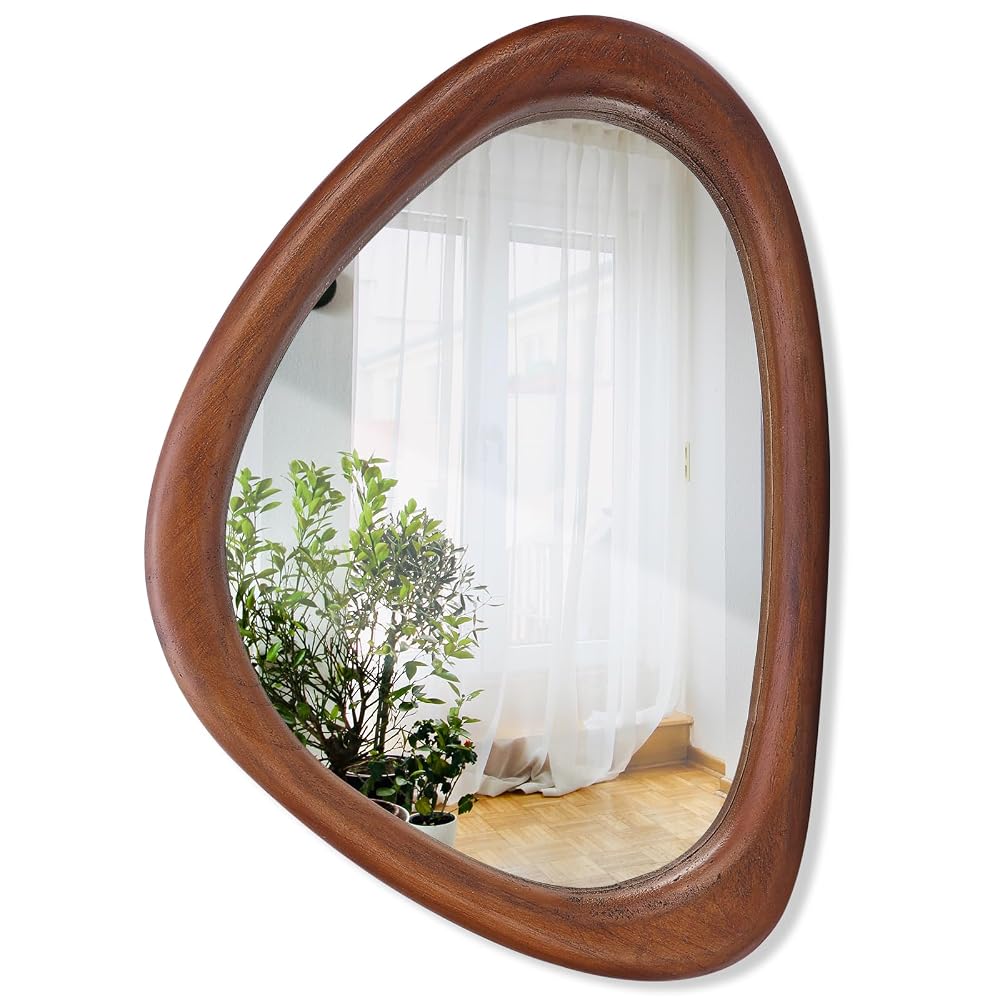 Irregular Wall Mirror, 15*10in Asymmetrical Wood Mirrors, Small Wall