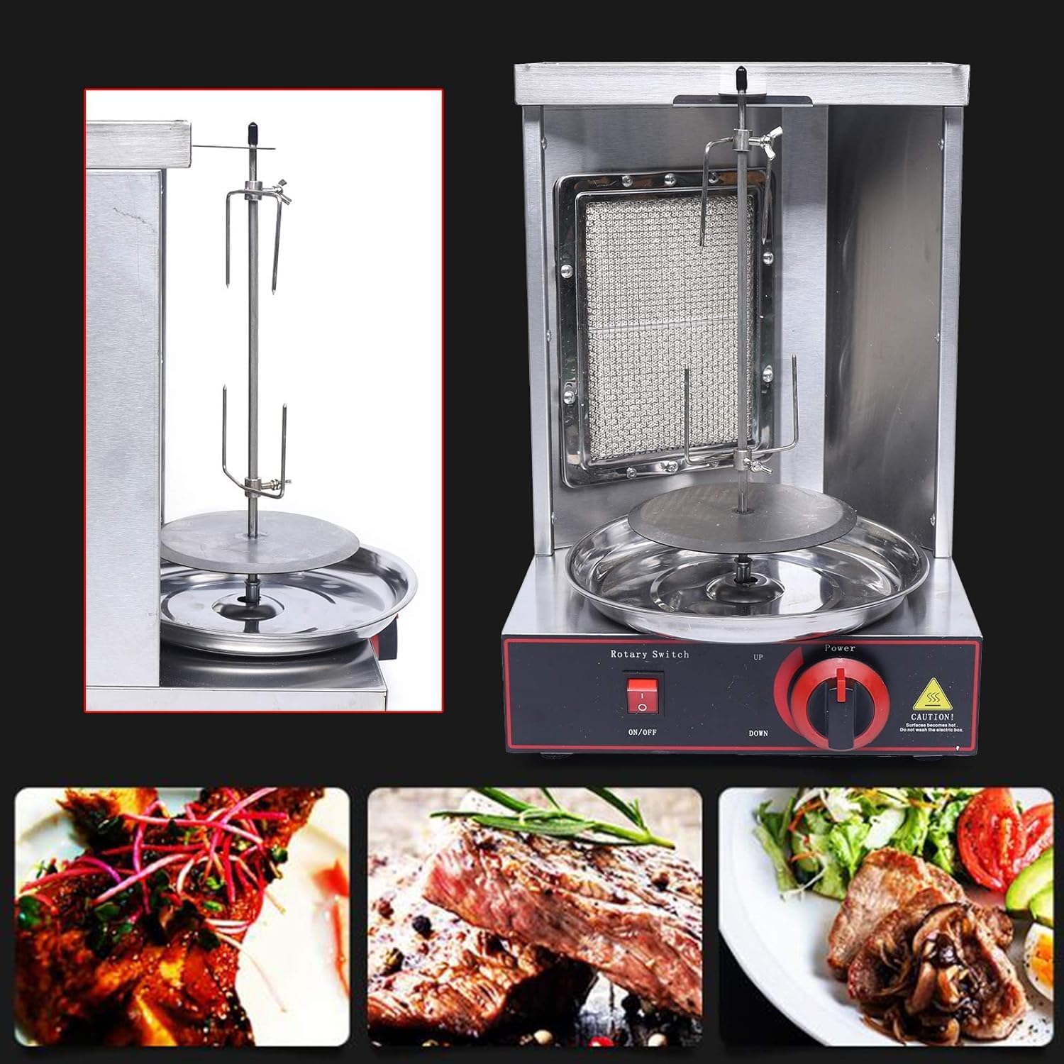 CHRISK Vertical Electric Grill Machine, Vertical Oven Grill Broiler Machine Commercial Meat Broiler Roaster, 110V Countertop Vertical Oven