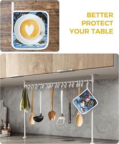 Miniatura 6 de Soportes para ollas de Navidad para cocina, muñeco de nieve de invierno, árbol de Navidad, copo de nieve, bayas, soporte con bucle, aislamiento