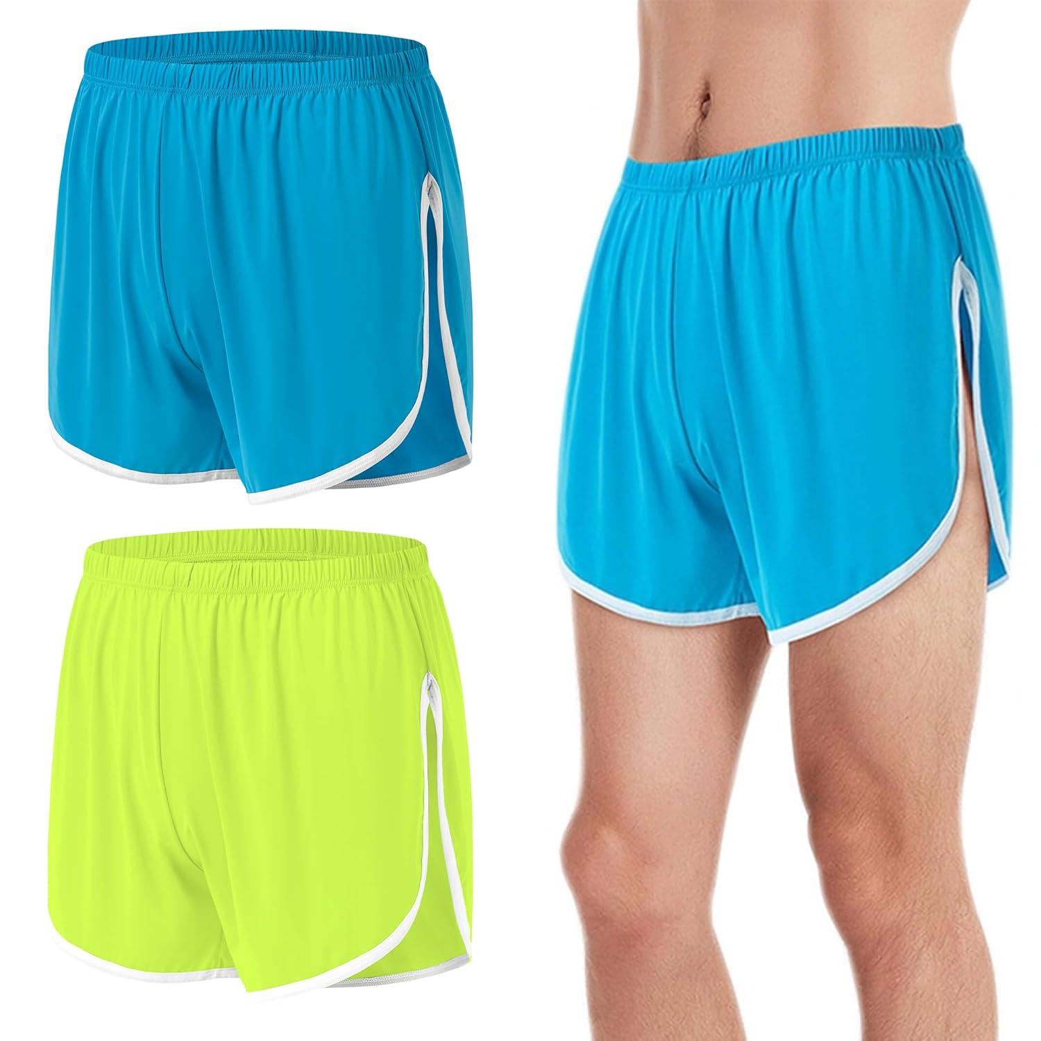 Mens Athletic Short Large Split Side Breathable Lightweight Sport Running Shorts Workout Gym