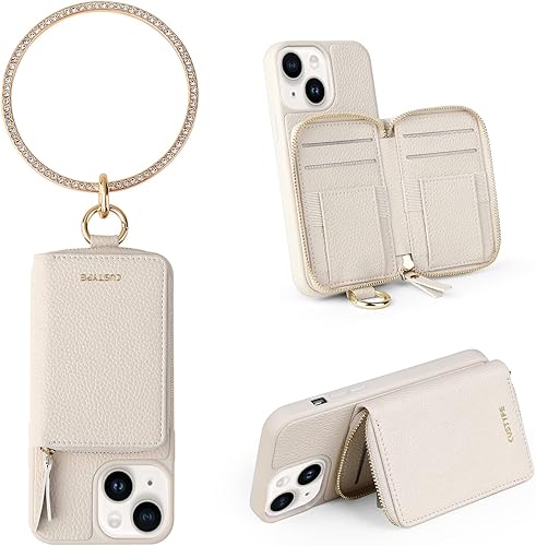 CUSTYPE Funda tipo cartera para iPhone 13 Pro Max con tarjetero para tarjetas, iPhone 13 Pro Max con correa para tarjetas, funda de cuero con muñeca