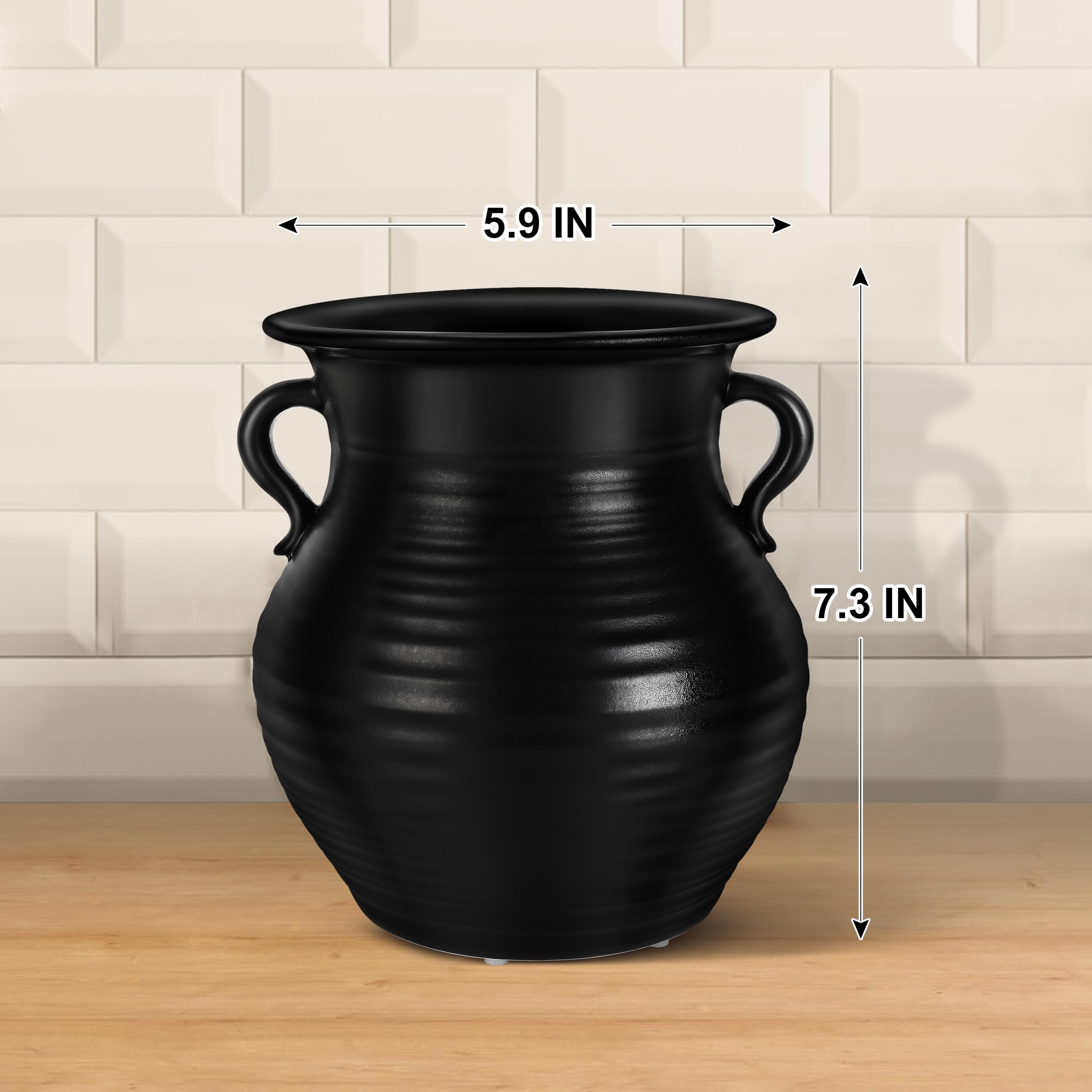 Amazon.com: Vintage Utensil Holder Black Ceramic Utensil Crock for