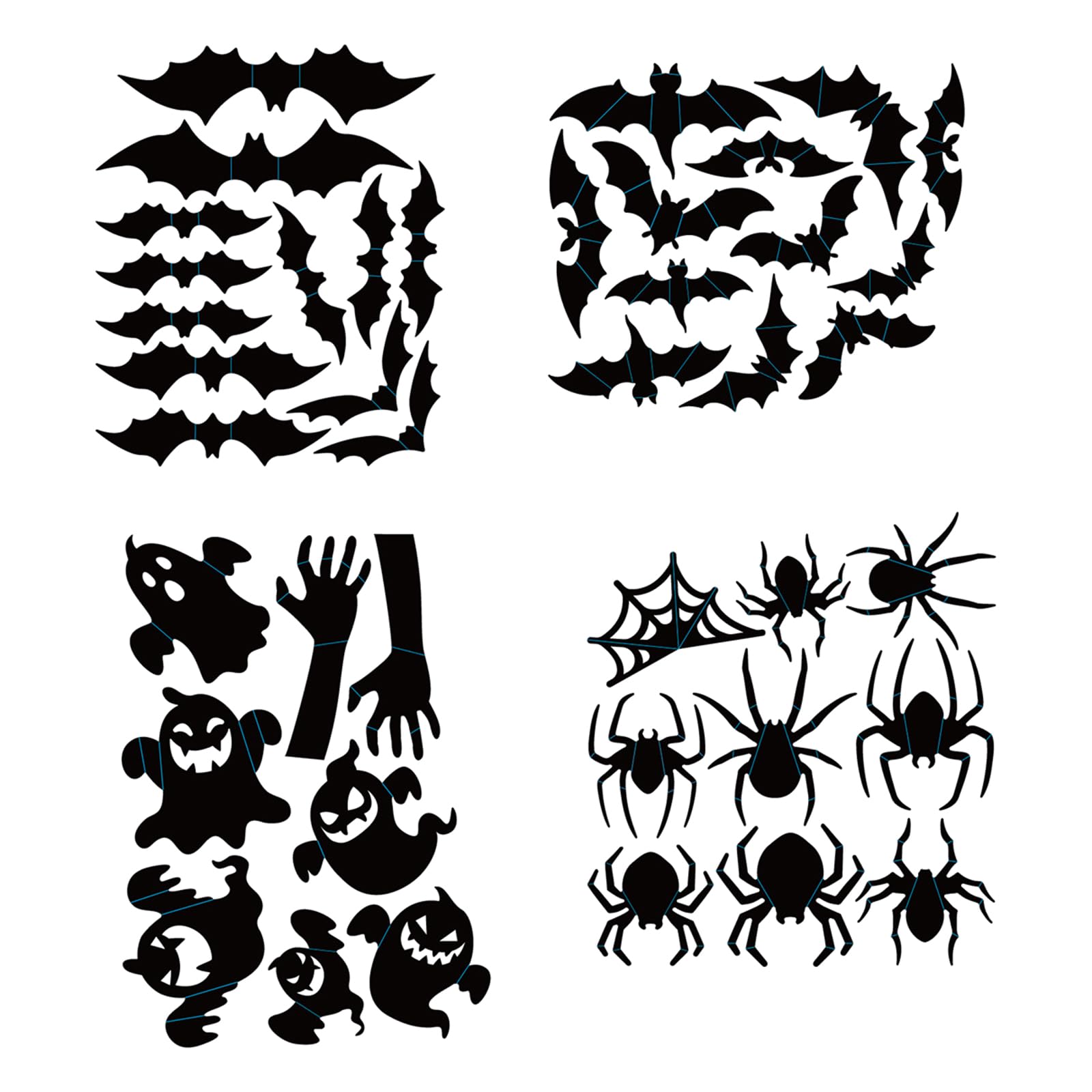 Halloween Realistic Bat Wall Decorations Stickers for Home Decoration Party Realistic Decals Horror Toy 1Pack / 4set Stickers